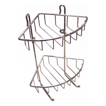 Two-tier shower wall shelf 22,5x30 cm shiny chrome