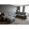 U-shaped convertible sofa bed with reversible corner and storage GRANADA dark gray