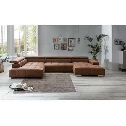 U-shaped corner lounge suite TROPEA brown