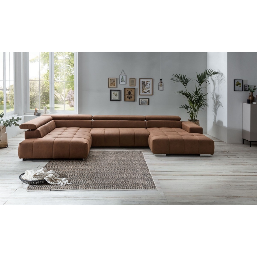 U-shaped corner lounge suite TROPEA brown
