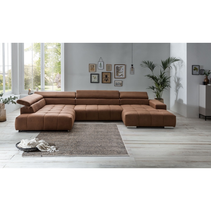 U-shaped corner lounge suite TROPEA brown
