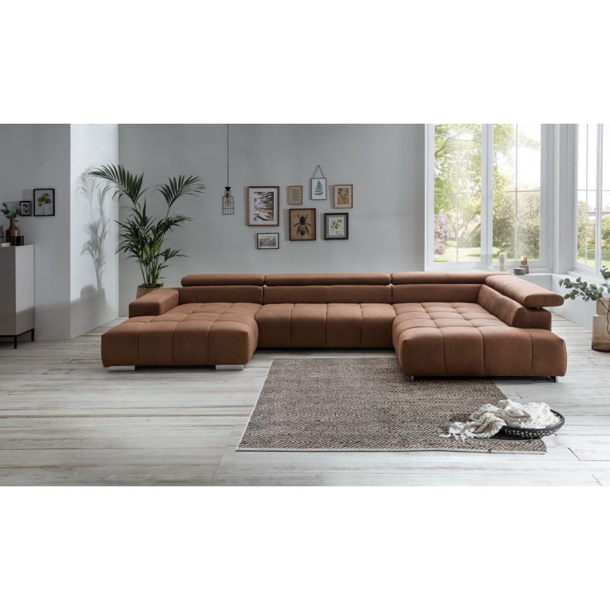 U-shaped corner lounge suite TROPEA brown