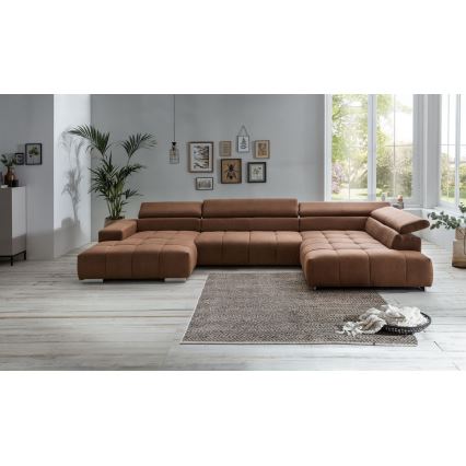 U-shaped corner lounge suite TROPEA brown