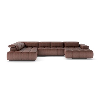 U-shaped corner lounge suite with headrests TROPEA brown