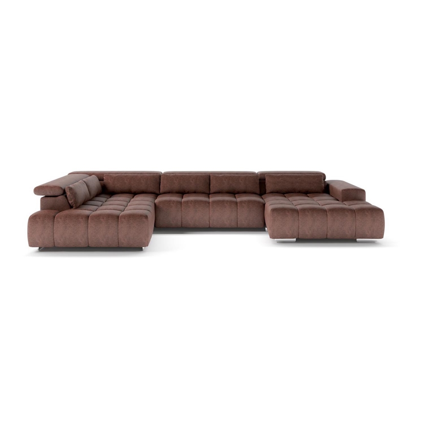 U-shaped corner lounge suite with headrests TROPEA brown