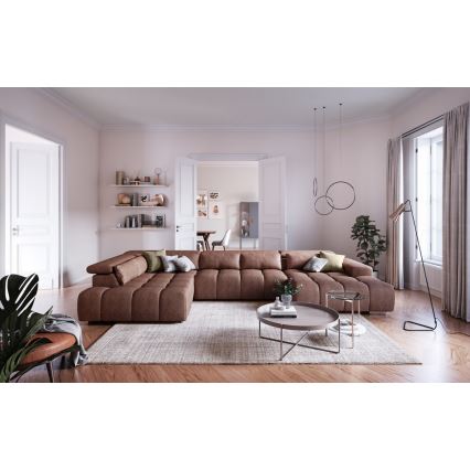 U-shaped corner lounge suite with headrests TROPEA brown