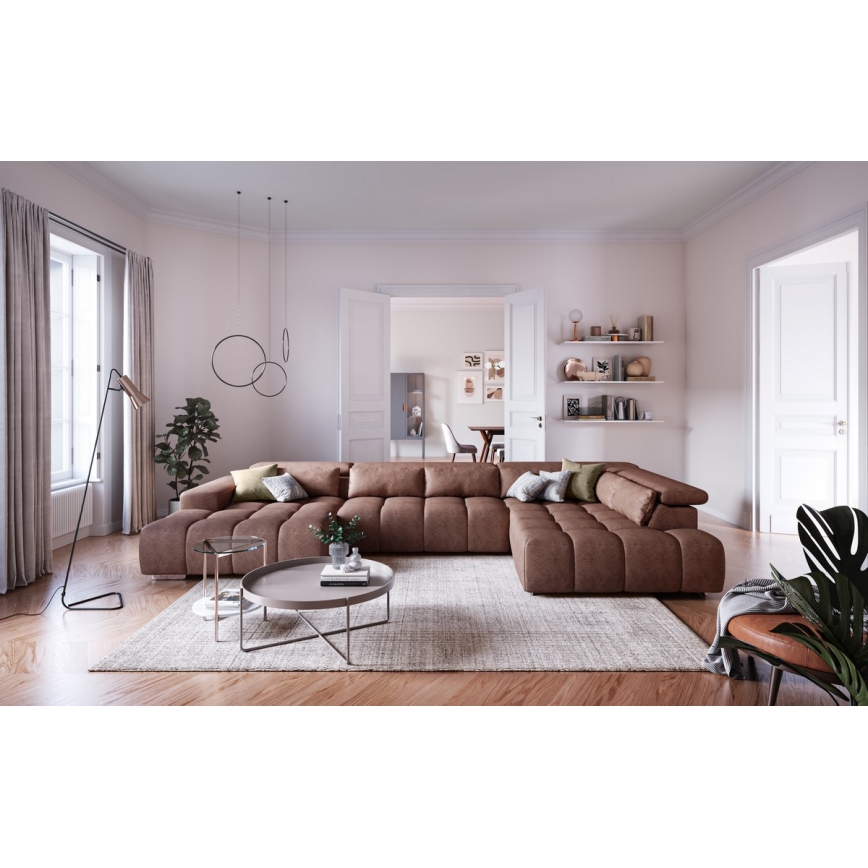 U-shaped corner lounge suite with headrests TROPEA brown