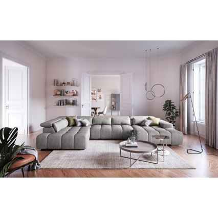 U-shaped corner lounge suite with headrests TROPEA grey