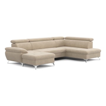 U-shaped folding corner lounge suite with a storage space CATANIA beige