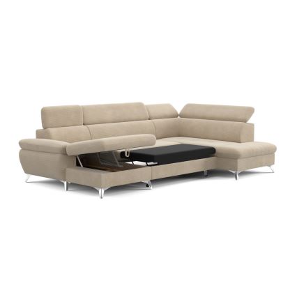 U-shaped folding corner lounge suite with a storage space CATANIA beige