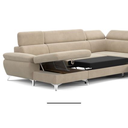 U-shaped folding corner lounge suite with a storage space CATANIA beige
