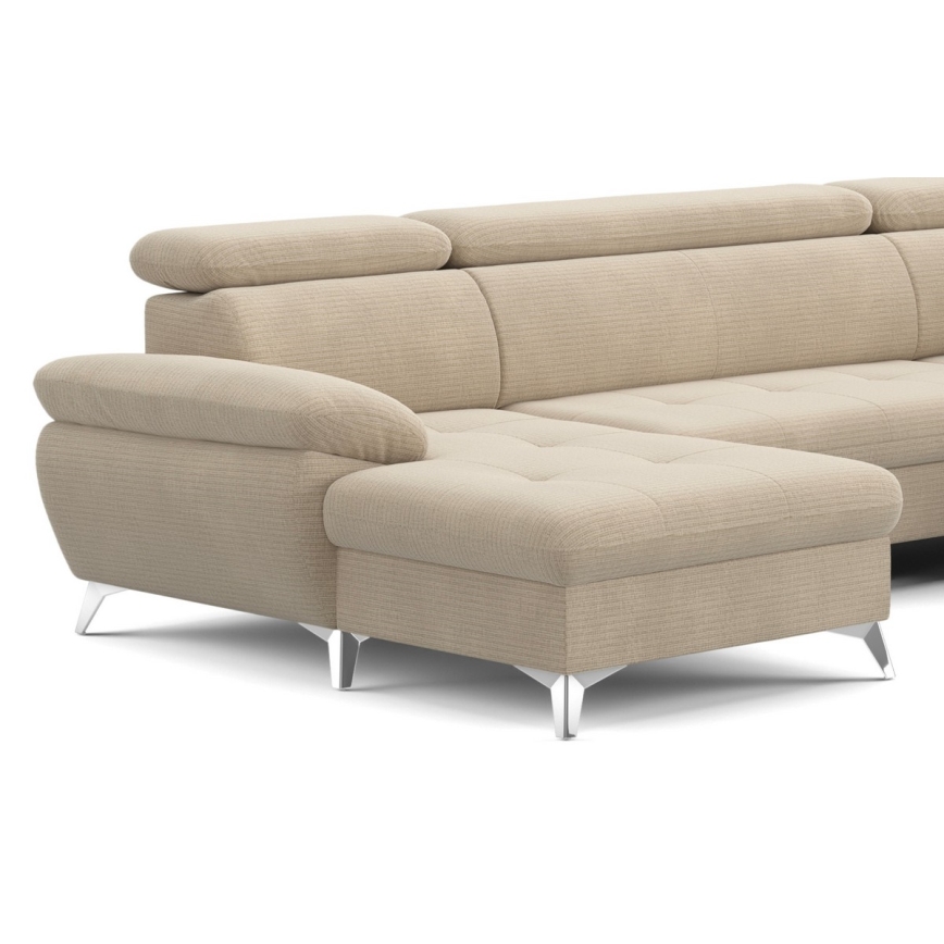 U-shaped folding corner lounge suite with a storage space CATANIA beige