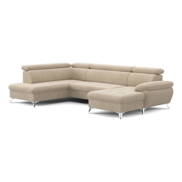 U-shaped folding corner lounge suite with a storage space CATANIA beige