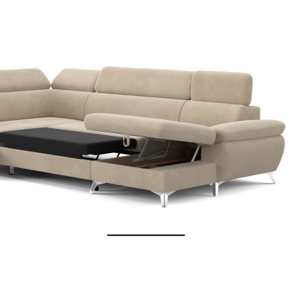 U-shaped folding corner lounge suite with a storage space CATANIA beige