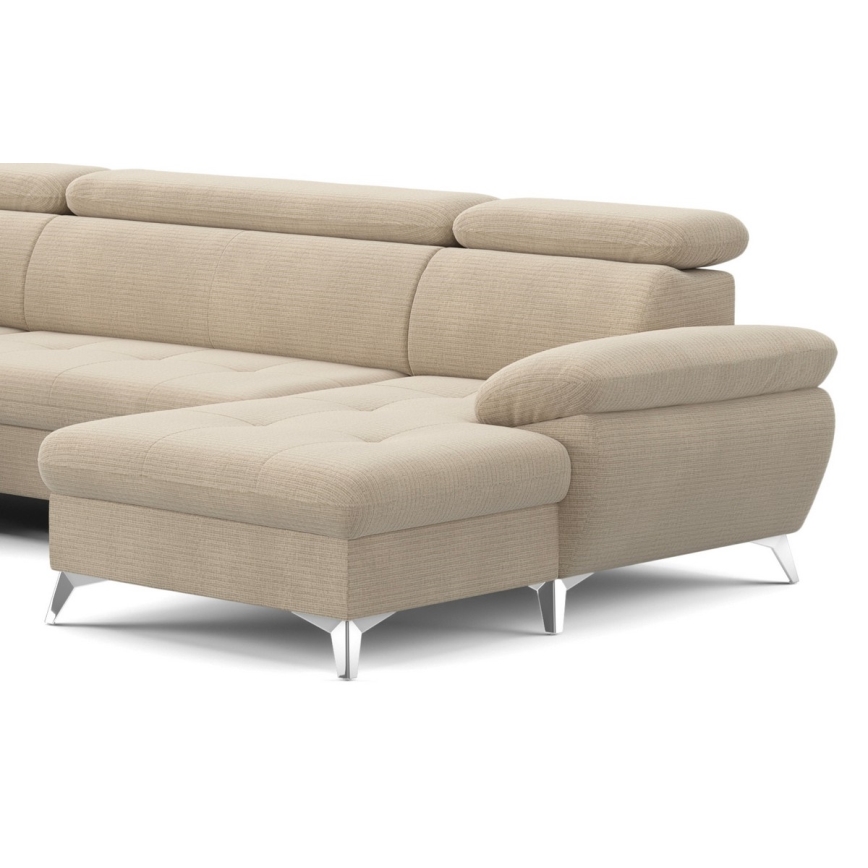 U-shaped folding corner lounge suite with a storage space CATANIA beige
