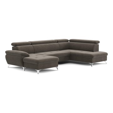 U-shaped folding corner lounge suite with a storage space CATANIA brown