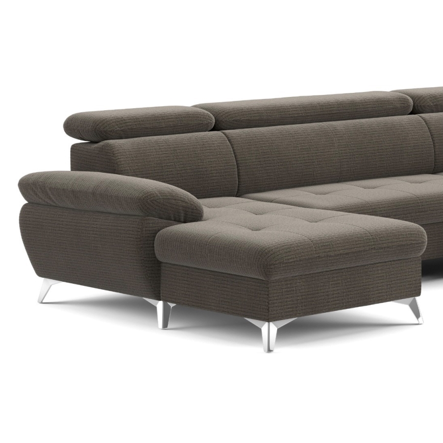 U-shaped folding corner lounge suite with a storage space CATANIA brown