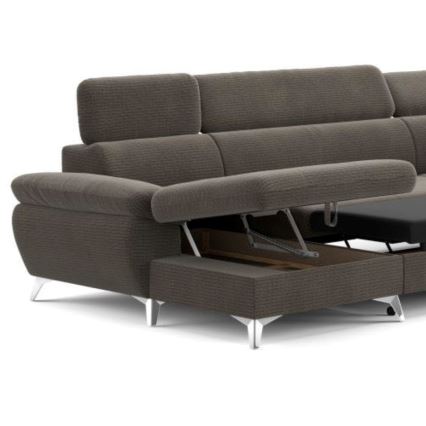 U-shaped folding corner lounge suite with a storage space CATANIA brown