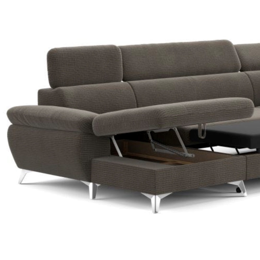 U-shaped folding corner lounge suite with a storage space CATANIA brown