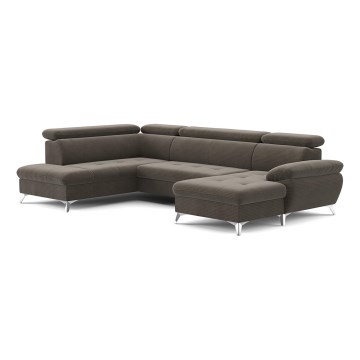 U-shaped folding corner lounge suite with a storage space CATANIA brown