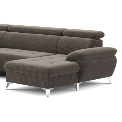 U-shaped folding corner lounge suite with a storage space CATANIA brown