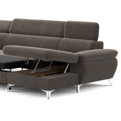 U-shaped folding corner lounge suite with a storage space CATANIA brown