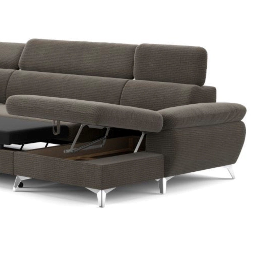 U-shaped folding corner lounge suite with a storage space CATANIA brown