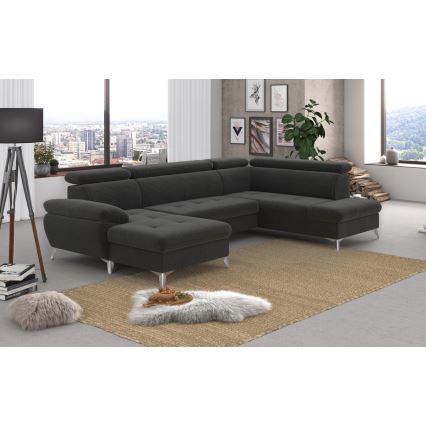 U-shaped folding corner lounge suite with a storage space CATANIA graphite