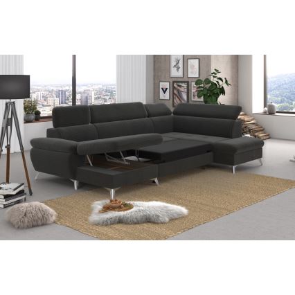 U-shaped folding corner lounge suite with a storage space CATANIA graphite