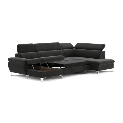 U-shaped folding corner lounge suite with a storage space CATANIA graphite