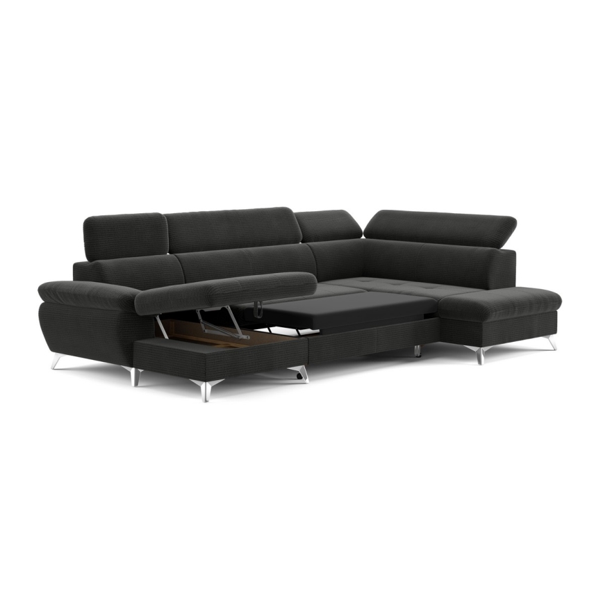 U-shaped folding corner lounge suite with a storage space CATANIA graphite