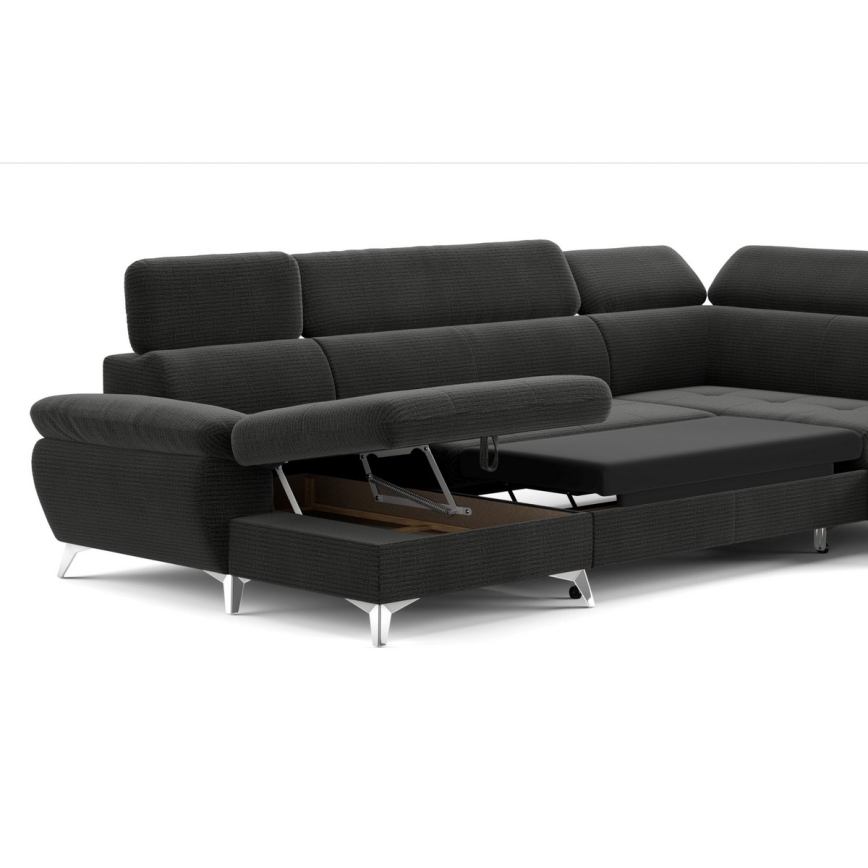 U-shaped folding corner lounge suite with a storage space CATANIA graphite