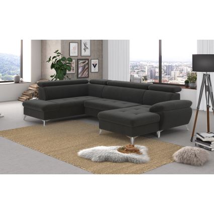 U-shaped folding corner lounge suite with a storage space CATANIA graphite
