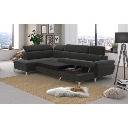 U-shaped folding corner lounge suite with a storage space CATANIA graphite