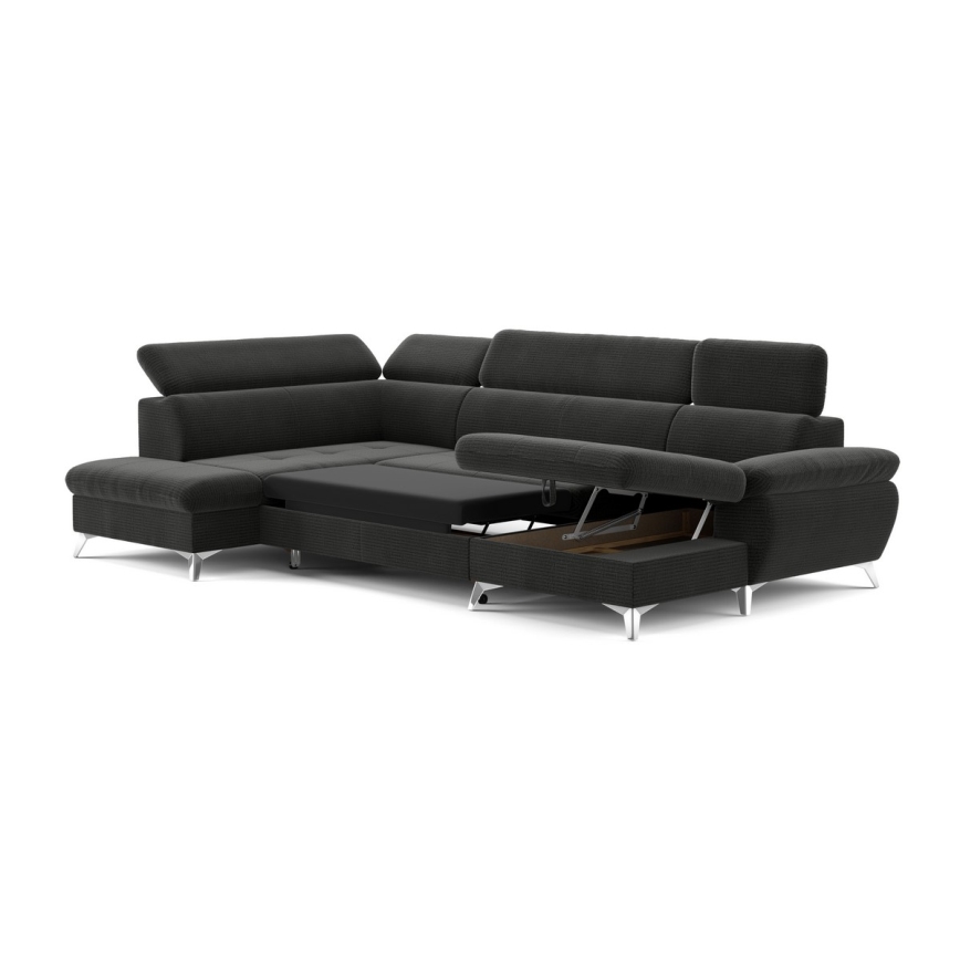 U-shaped folding corner lounge suite with a storage space CATANIA graphite