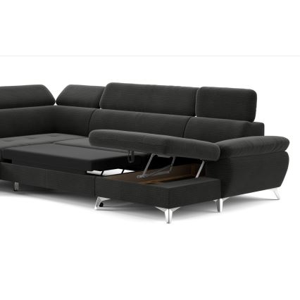 U-shaped folding corner lounge suite with a storage space CATANIA graphite