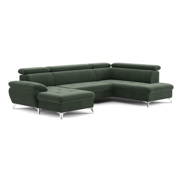 U-shaped folding corner lounge suite with a storage space CATANIA green