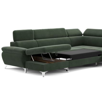 U-shaped folding corner lounge suite with a storage space CATANIA green