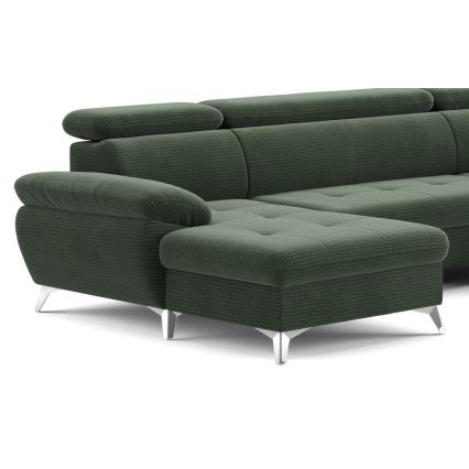 U-shaped folding corner lounge suite with a storage space CATANIA green