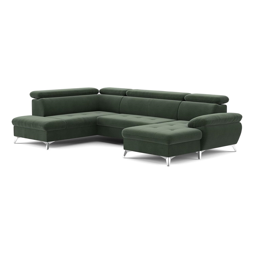 U-shaped folding corner lounge suite with a storage space CATANIA green
