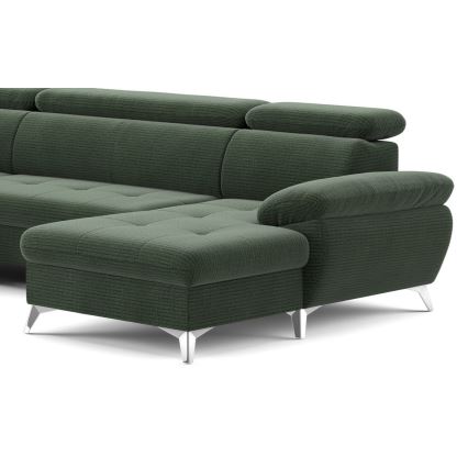 U-shaped folding corner lounge suite with a storage space CATANIA green