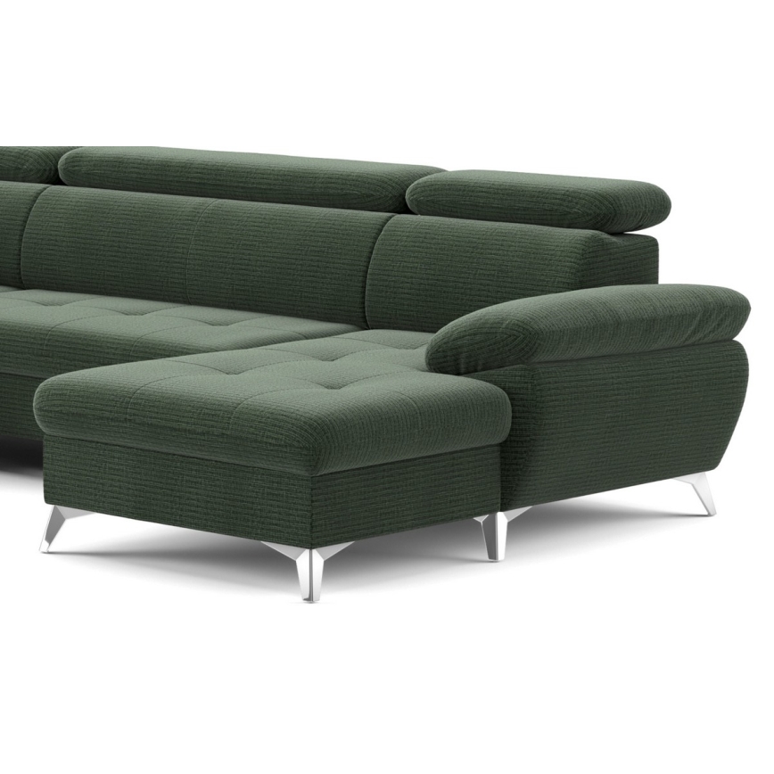 U-shaped folding corner lounge suite with a storage space CATANIA green