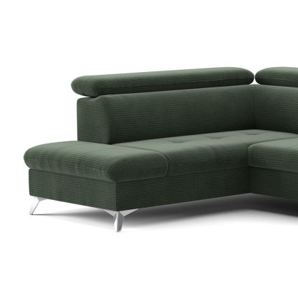 U-shaped folding corner lounge suite with a storage space CATANIA green