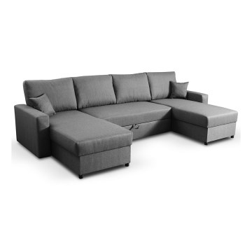 U-shaped folding lounge suite with a storage space JANISE grey