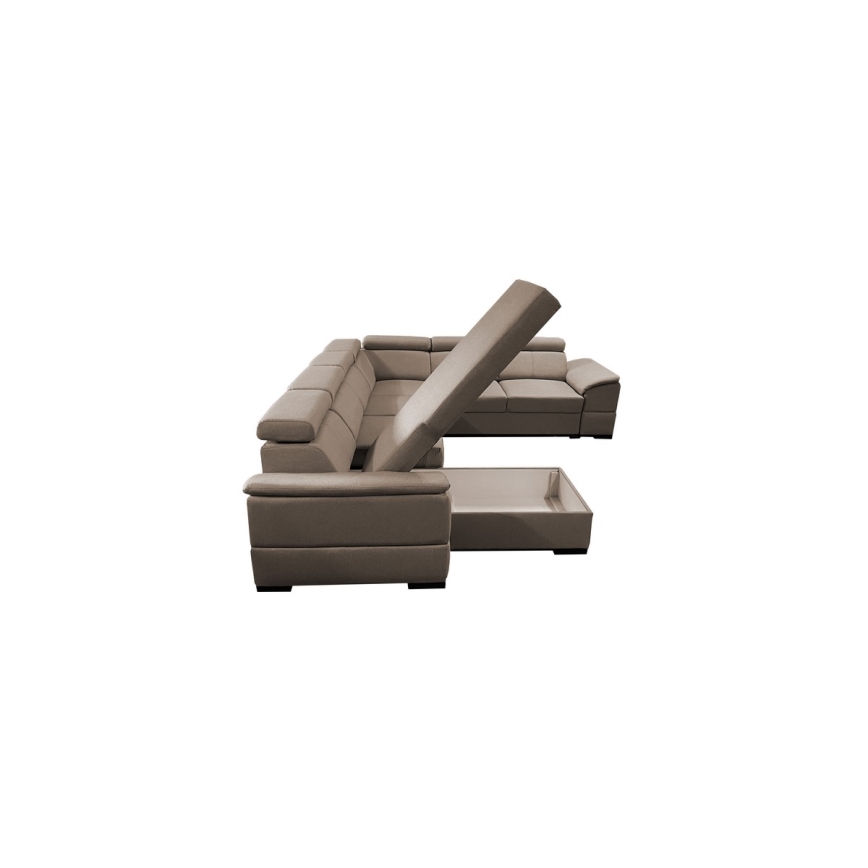 U-shaped folding lounge suite with universal corner with a storage space GRANADA beige