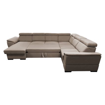 U-shaped folding lounge suite with universal corner with a storage space GRANADA beige
