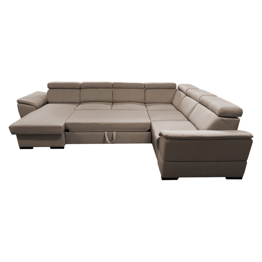 U-shaped folding lounge suite with universal corner with a storage space GRANADA beige