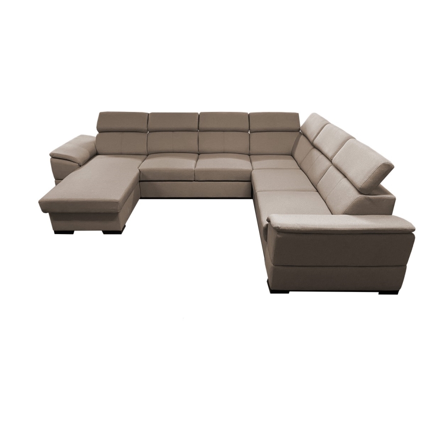 U-shaped folding lounge suite with universal corner with a storage space GRANADA beige
