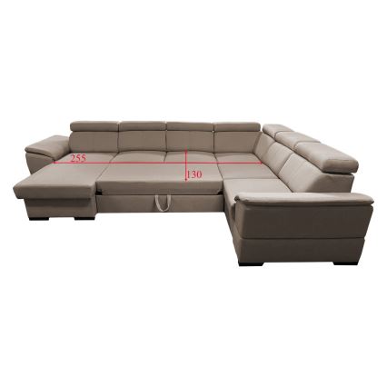 U-shaped folding lounge suite with universal corner with a storage space GRANADA beige