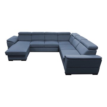U-shaped folding lounge suite with universal corner with a storage space GRANADA blue